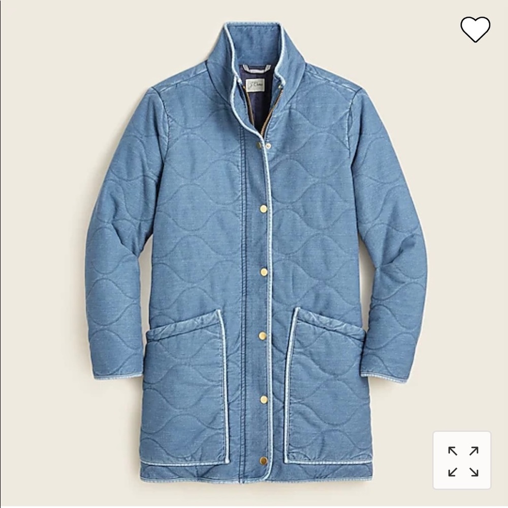 J Crew Quilted Cocoon Puffer jacket with primaloft in chambray blue small